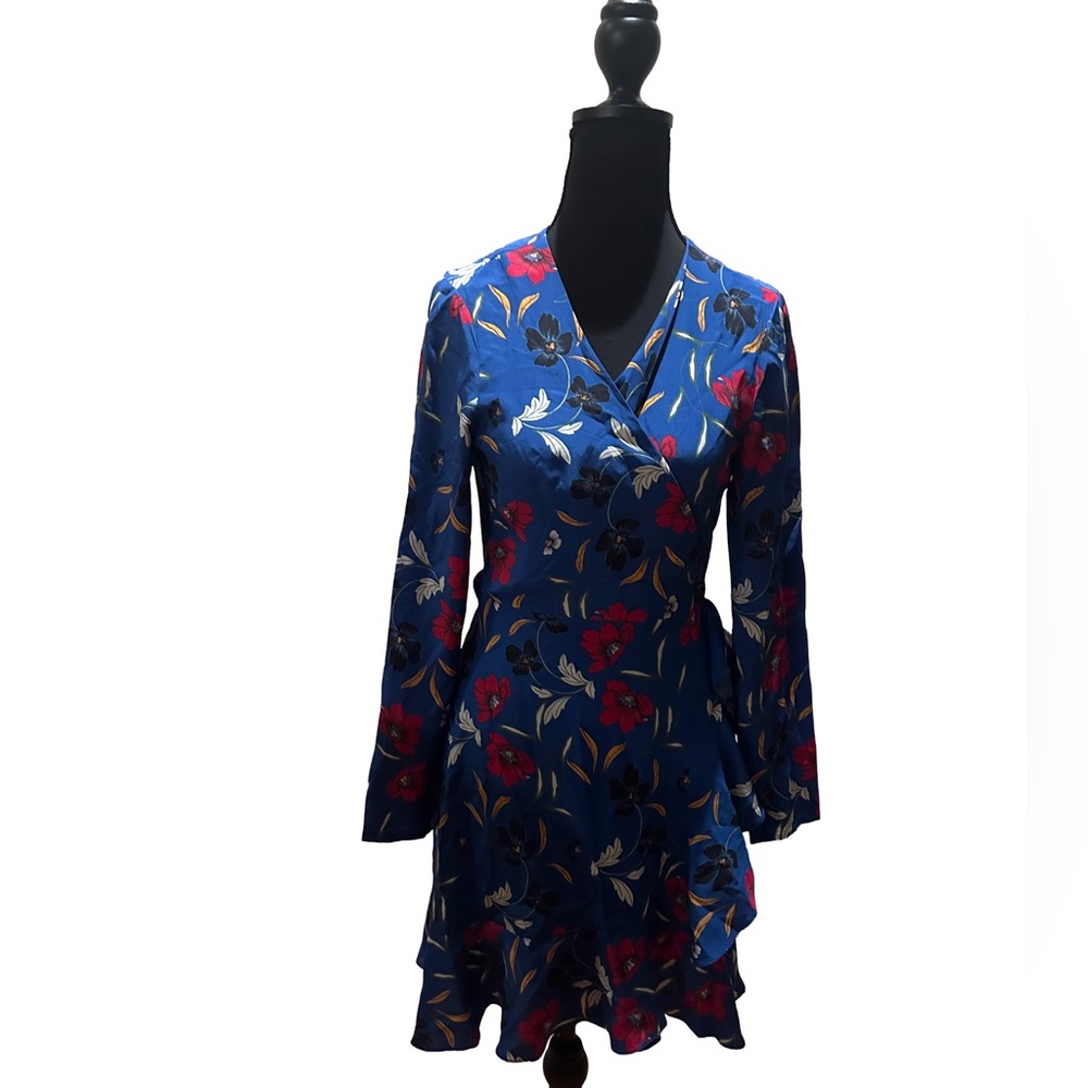 INTERMIX Floral Dress in Blue and Red